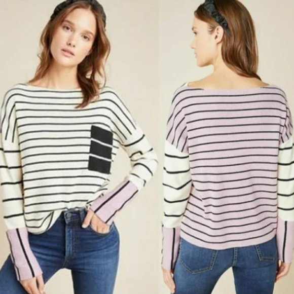 Anthropologie Sweaters - Anthropologie Faye Striped Colorblock Sweater Alpaca/Merino Wool Blend Size XS